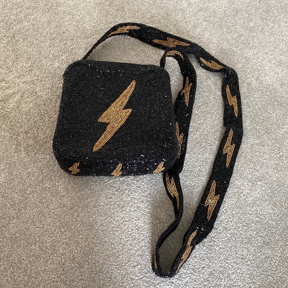 Monya Black Lightning Beaded Purse